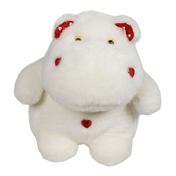 Goffa International Hippo Plush White Hearts Love Valentine's Stuffed Animal 8" - Picture 11 of 11